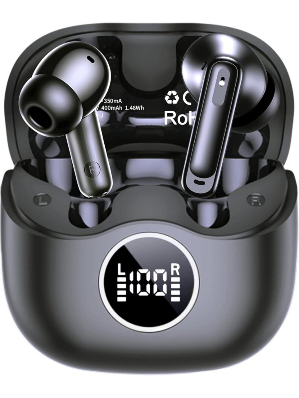 Wireless Noise Cancelling Earbuds with Deep Bass, 40H Battery, Clear Calls, Gym